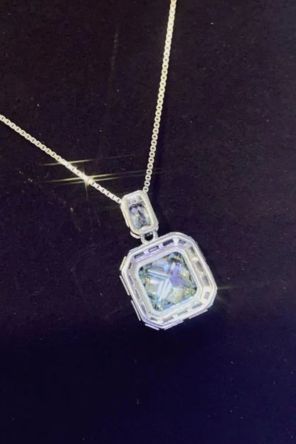 2 Carat Moissanite Square Pendant Necklace 