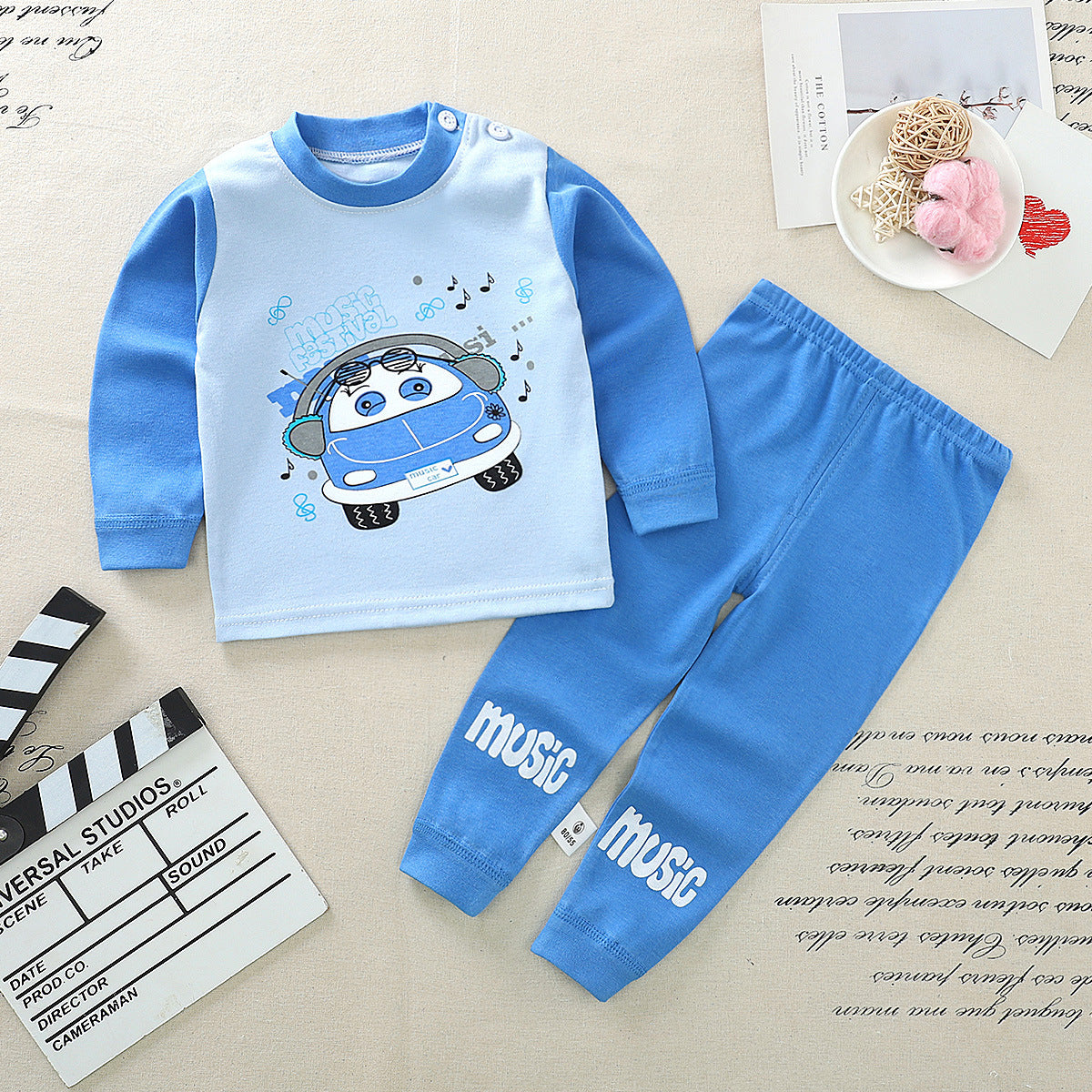 Pure Cotton Boys And Girls Autumn Clothes Long Trousers Suit