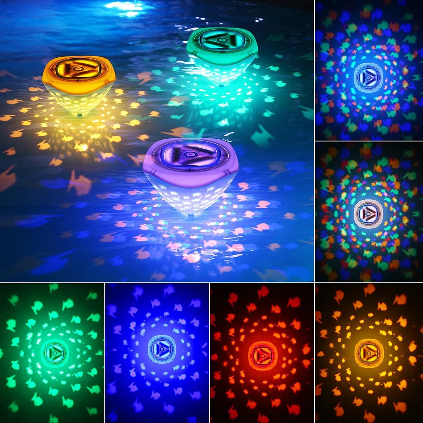 Fish Projection Bathtub Light Kids Toy LED Floating Underwater Submersible Swimming Pool Decor Light Fountain Diving Lamp