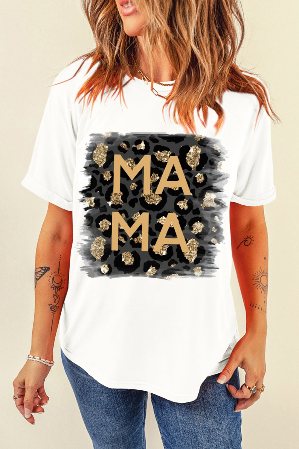 MAMA Round Neck Short Sleeve T-Shirt - Babbazon New Products