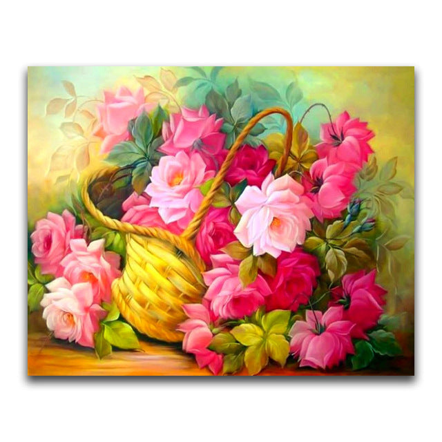 Diamond Embroidery Color Flowers Rhinestone Handmade Home Decoration Painting