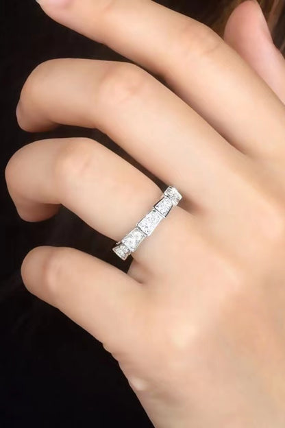 Shiny 3 Carat Moissanite Platinum-Plated Ring 