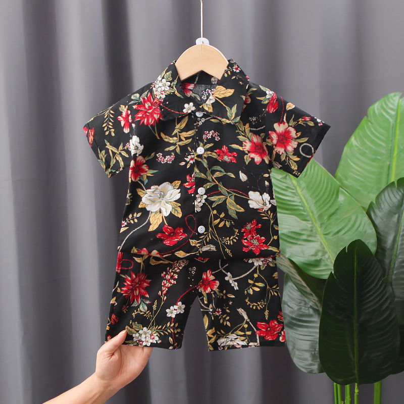 Short Sleeve Shorts Suit Beach Cartoon Full Print