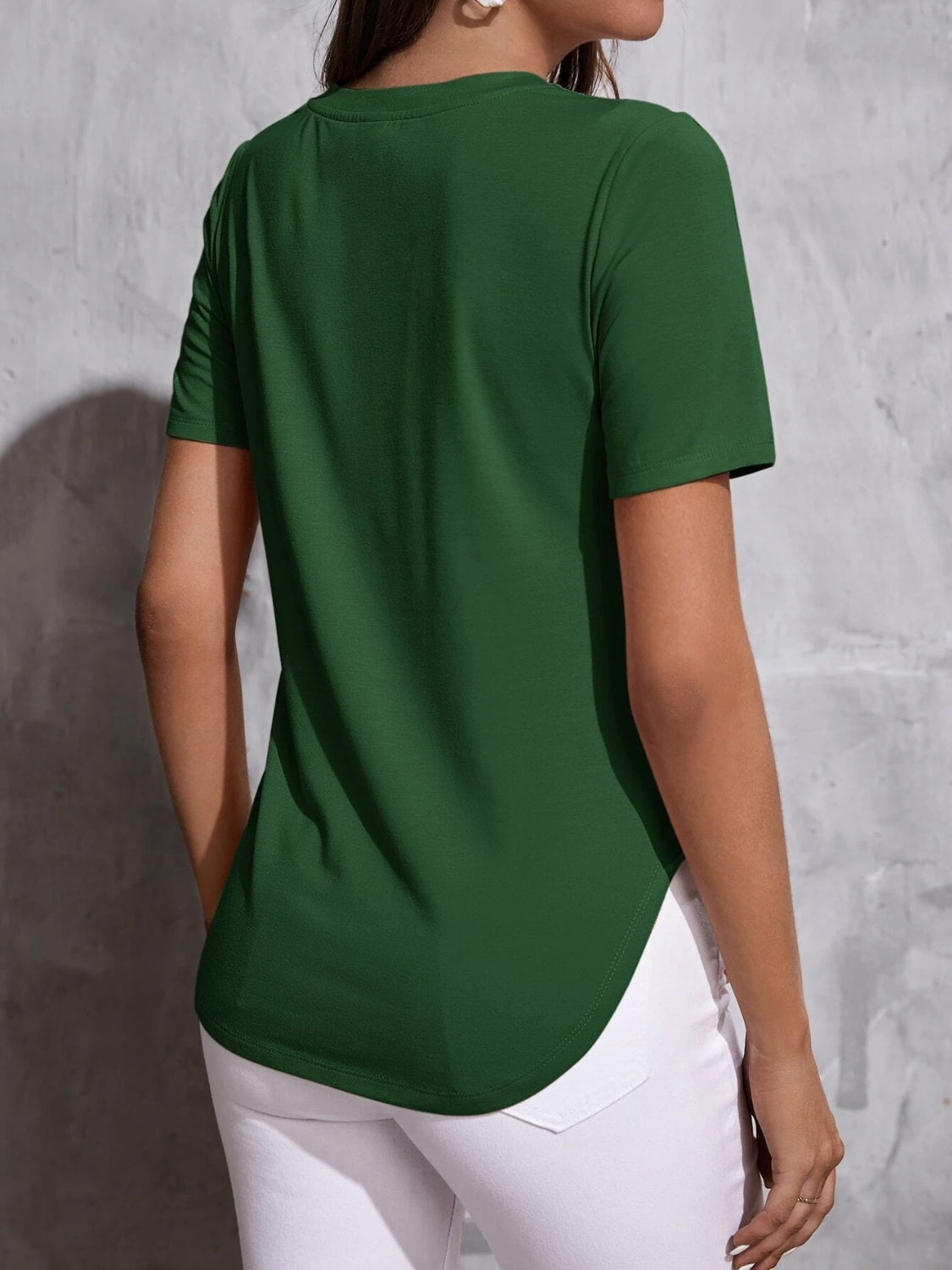 Round Neck Short Sleeve T-Shirt - Babbazon New Products