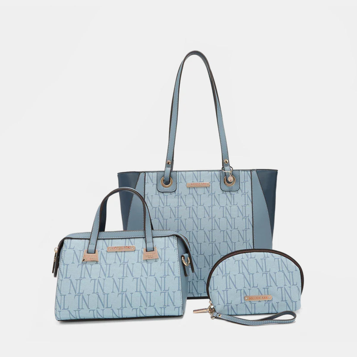 Nicole Lee USA 3-Piece Letter Print Texture Handbag Set 