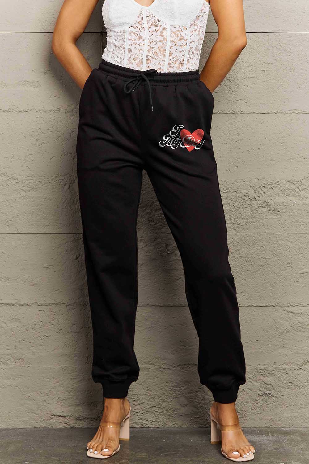 Simply Love Simply Love Full Size I LOVE MY DOG Graphic Joggers 