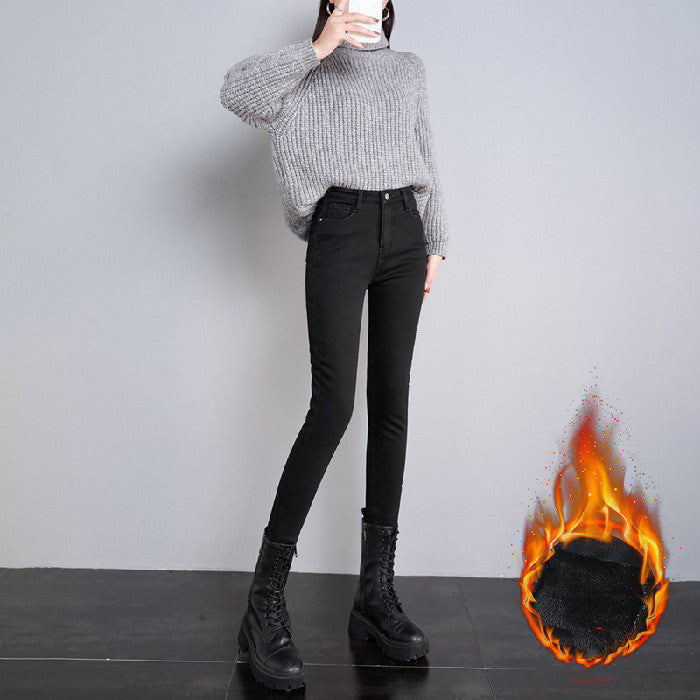 Add Velvet Jeans Female Thin Autumn And Winter To Keep Warm