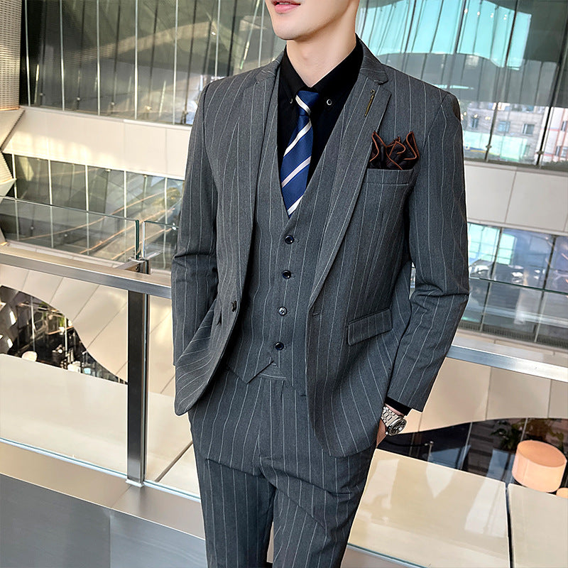 Striped Suit Men's Three-piece Suit 