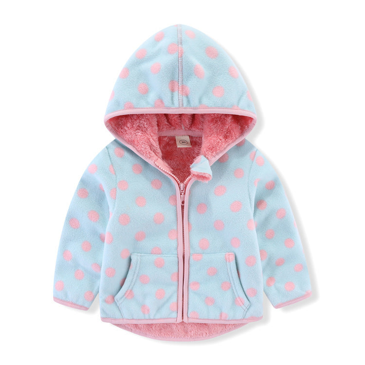 Spring And Autumn Girls' Polar Fleece Boy's Thick Jacket Sweatshirt