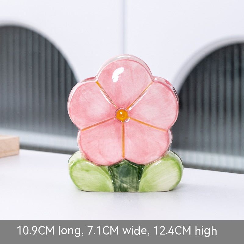 Cute Flowers Ceramic Niche Vase Decoration 