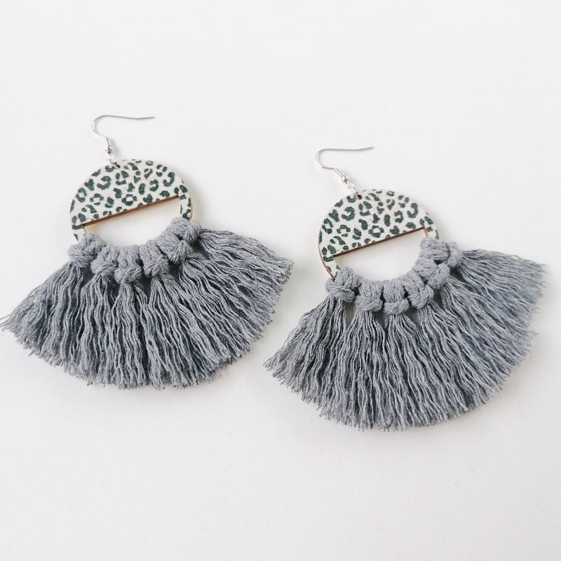 Tassel Detail Leopard Drop Earrings 