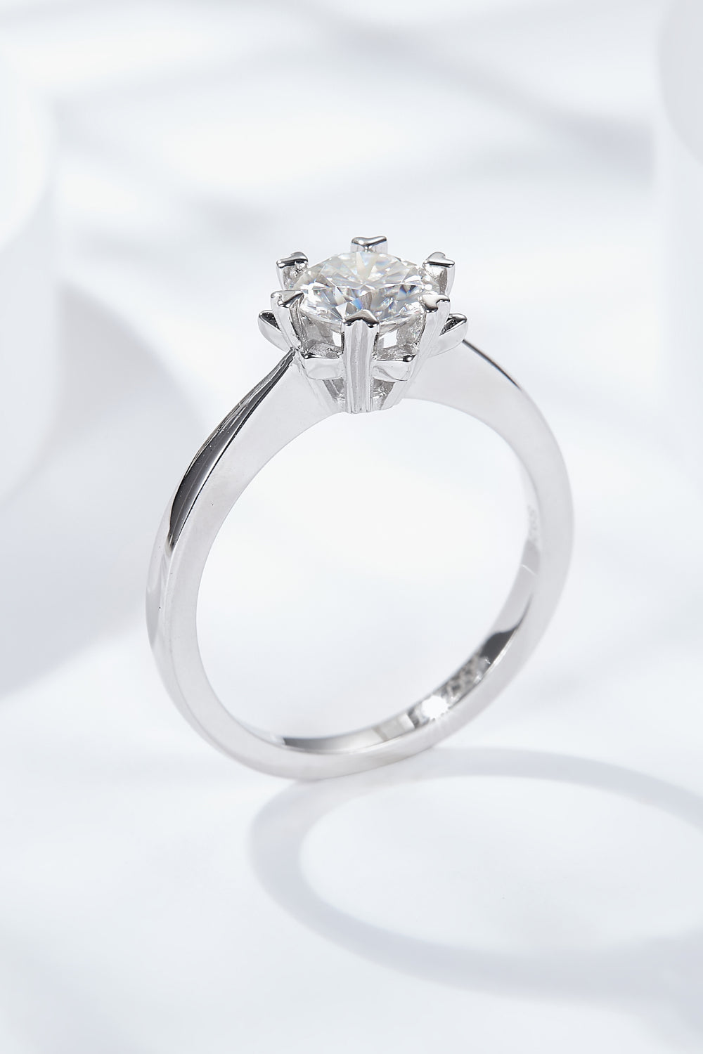 925 Sterling Silver Solitaire Moissanite Ring 