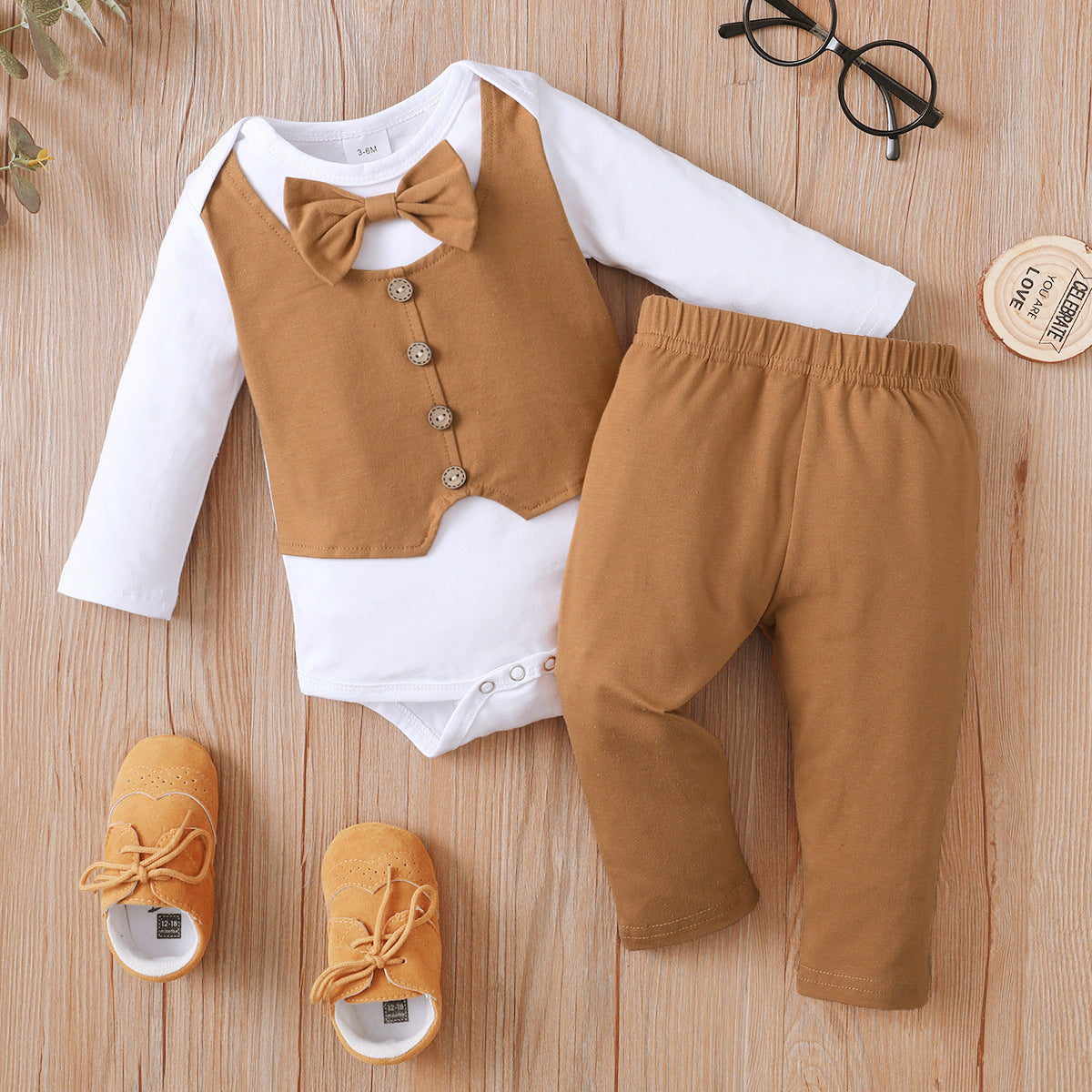 Fake Vest Young Children Handsome British Shirt Trousers Two-piece Set