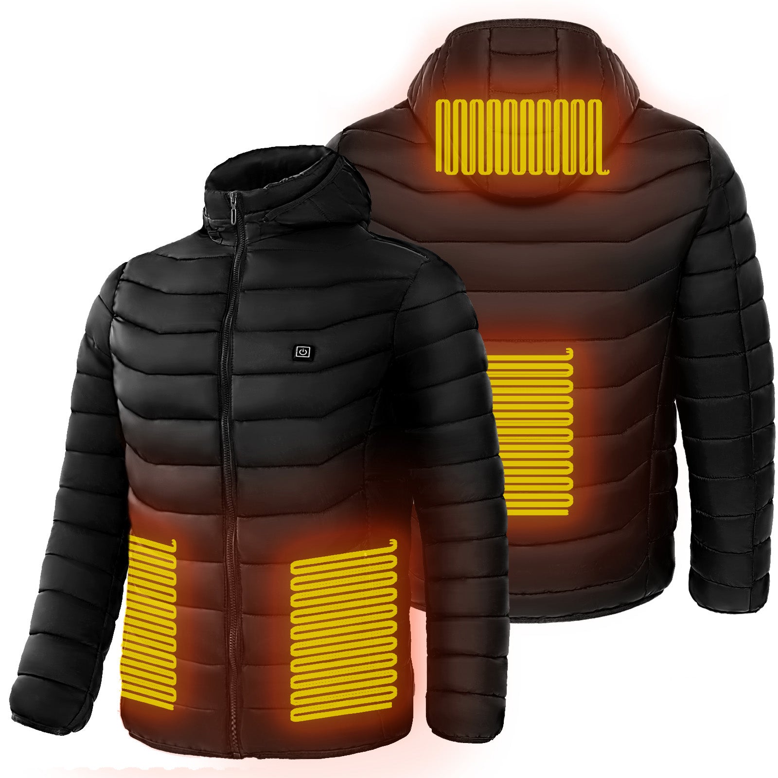 Men Heated Puffer Jacket Electric Heating Coat Insulated Hood Windbreaker 9Heat Zones 