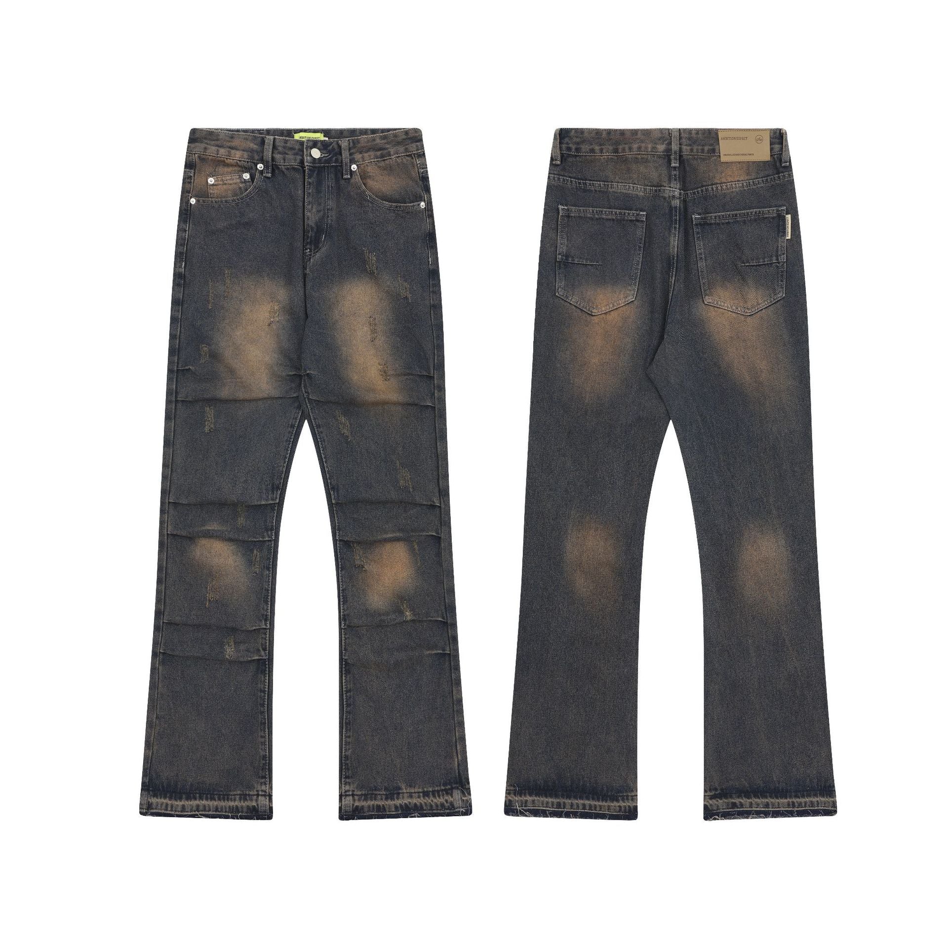 American Street Fashion Wash Denim Trousers