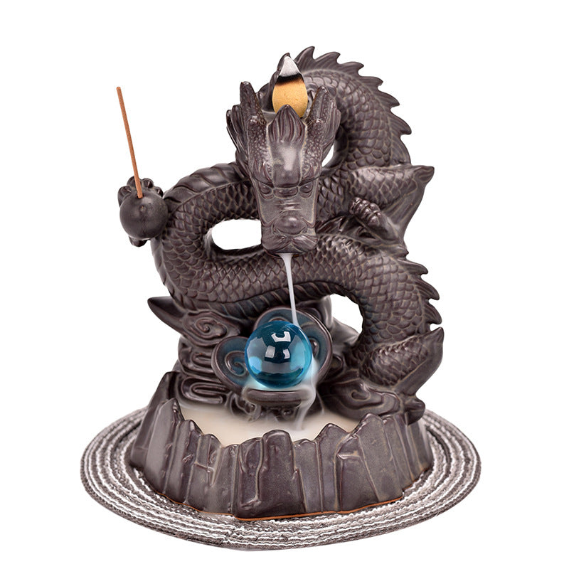 Zisha Dragon Backflow Incense Burner Tea Ceremony Zen Ornaments