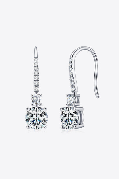 2 Carat Moissanite 925 Sterling Silver Drop Earrings 