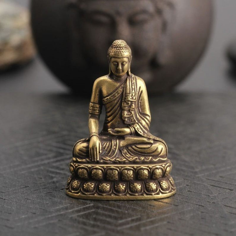 Pure Copper Small Buddha Statue Solid Brass Sakyamuni