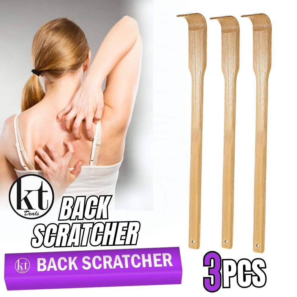 3 PCS Natural Bamboo Back Scratcher Long Reach Pick Itch Relief Tool Portable US