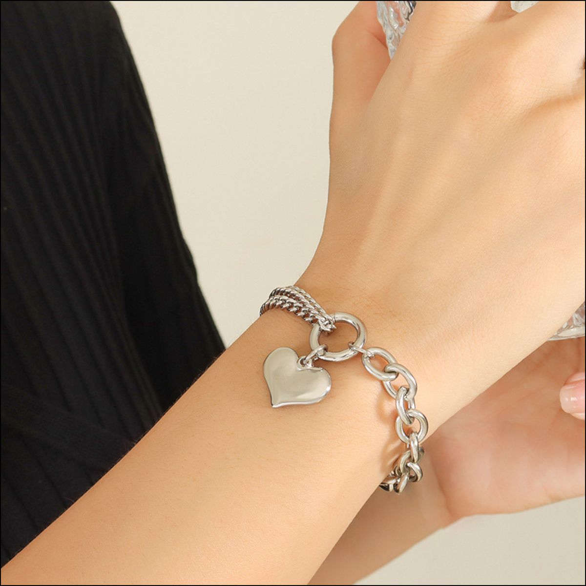 Half Chunky Chain Titanium Steel Bracelet 