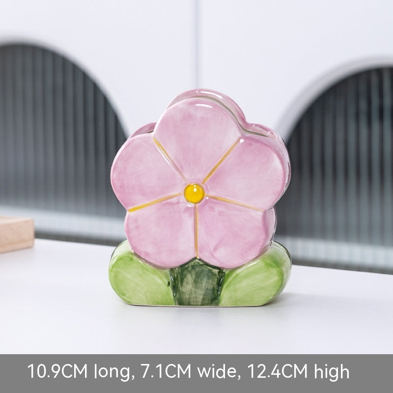 Cute Flowers Ceramic Niche Vase Decoration 