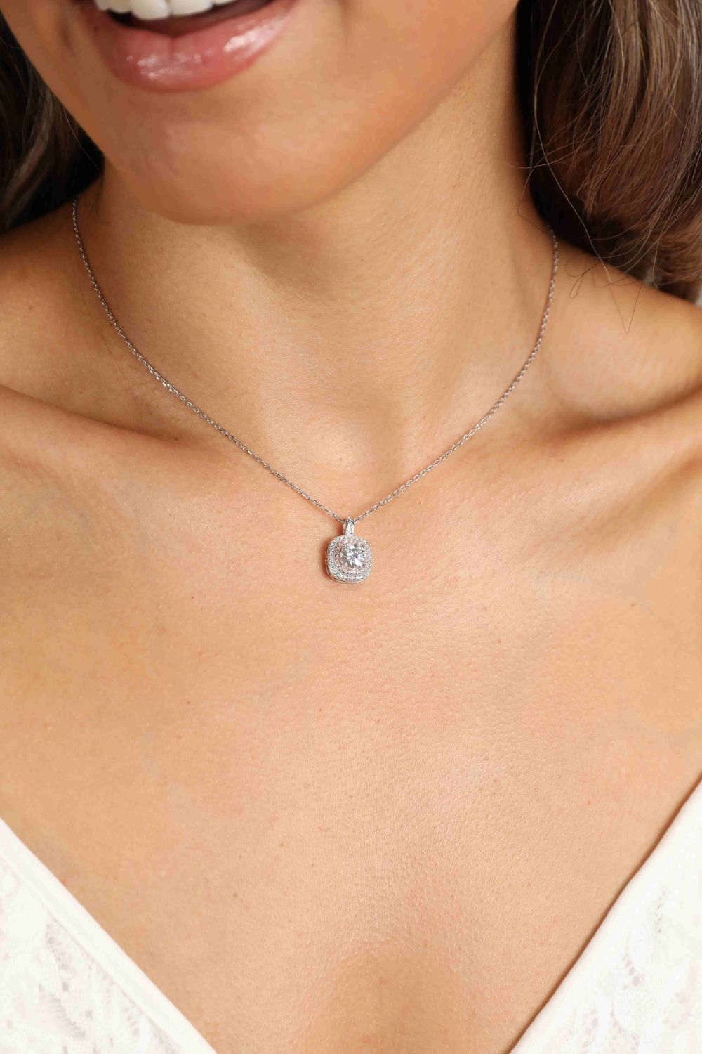 Adored Moissanite Geometric Pendant Necklace 