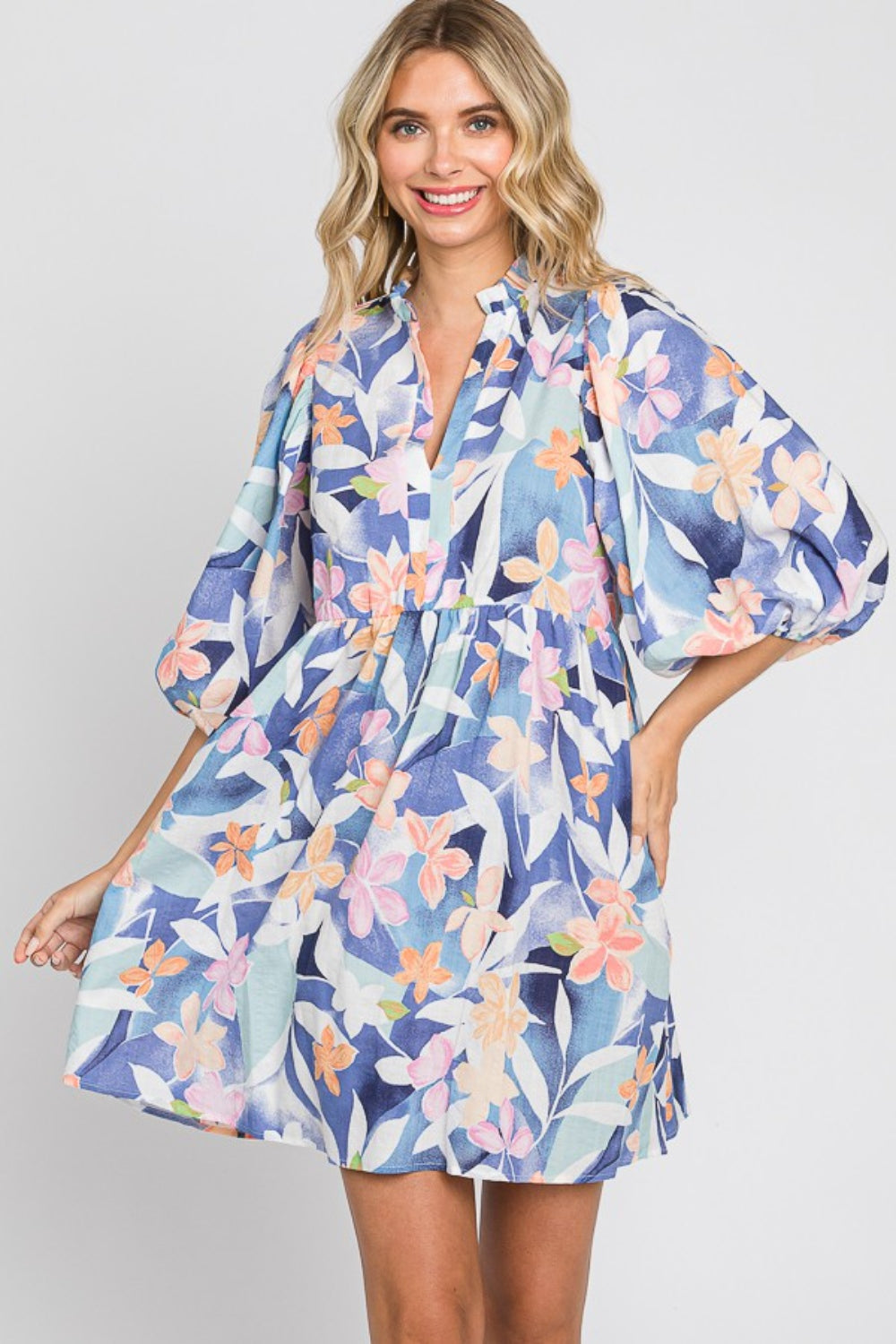 GeeGee Floral Print Mini Dress - Babbazon New Products