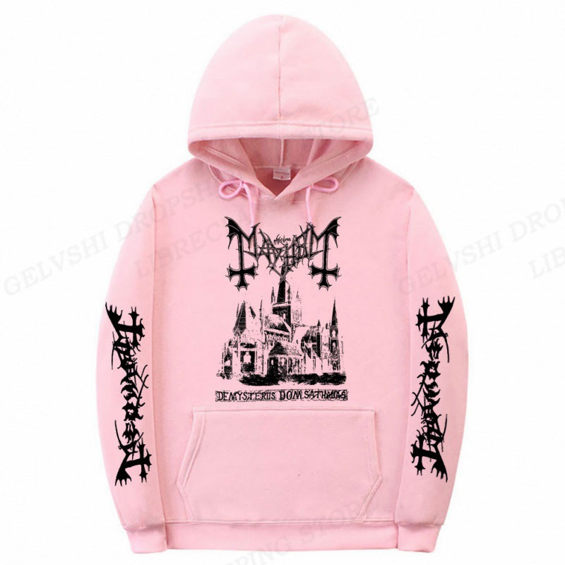 Men's Solid Color Printed Fashion Hoodie