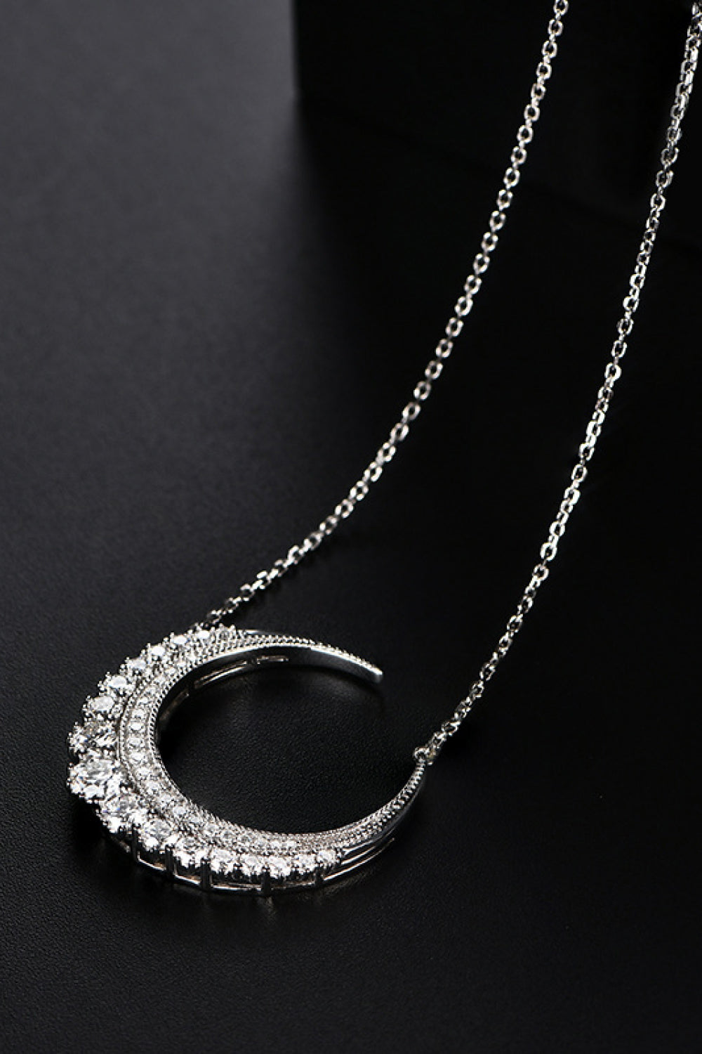 1.8 Carat Moissanite Crescent Moon Shape Pendant Necklace 