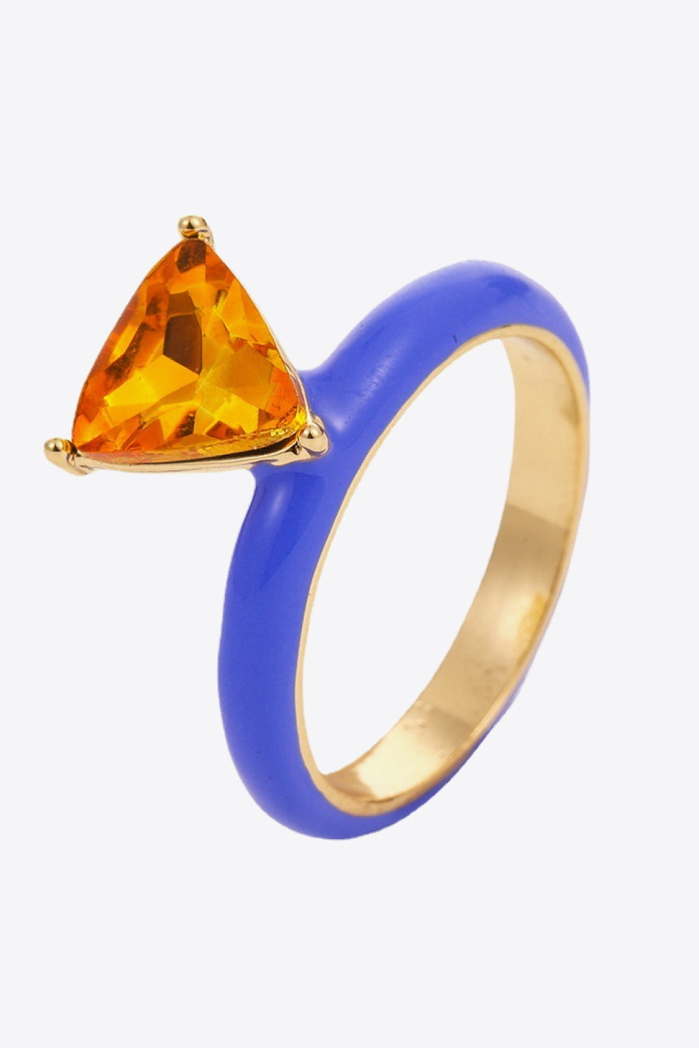 18K Gold Plated Triangle Glass Stone Ring 