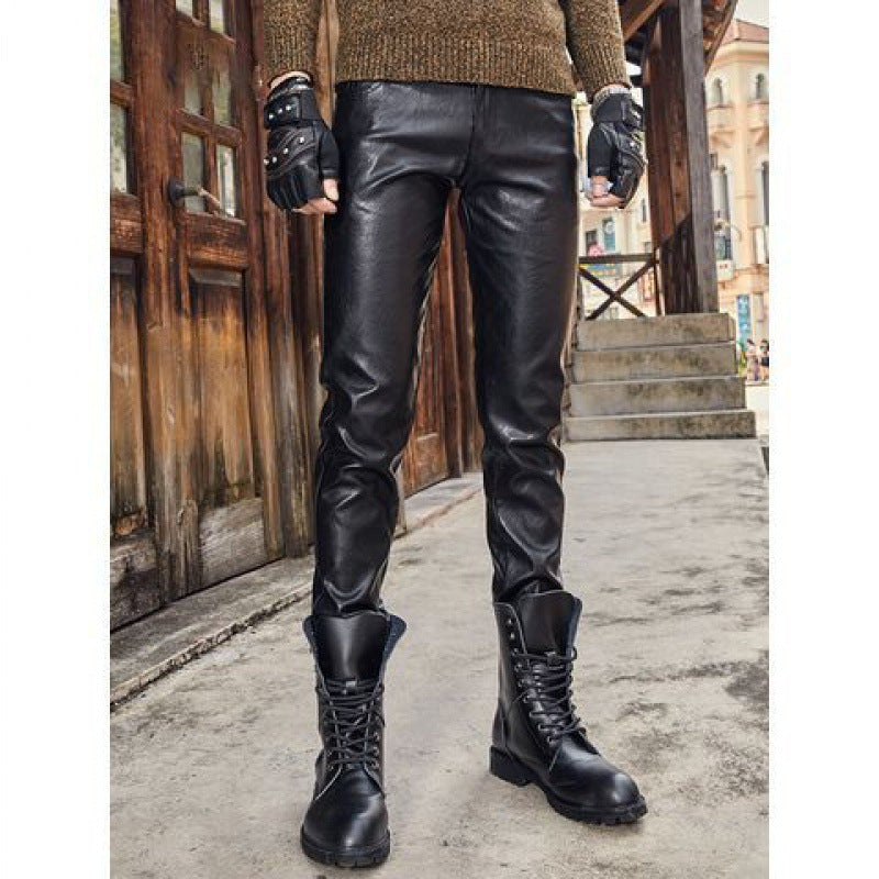 New Arrival Genuine Leather Retro  Slim Fit Biker Pants