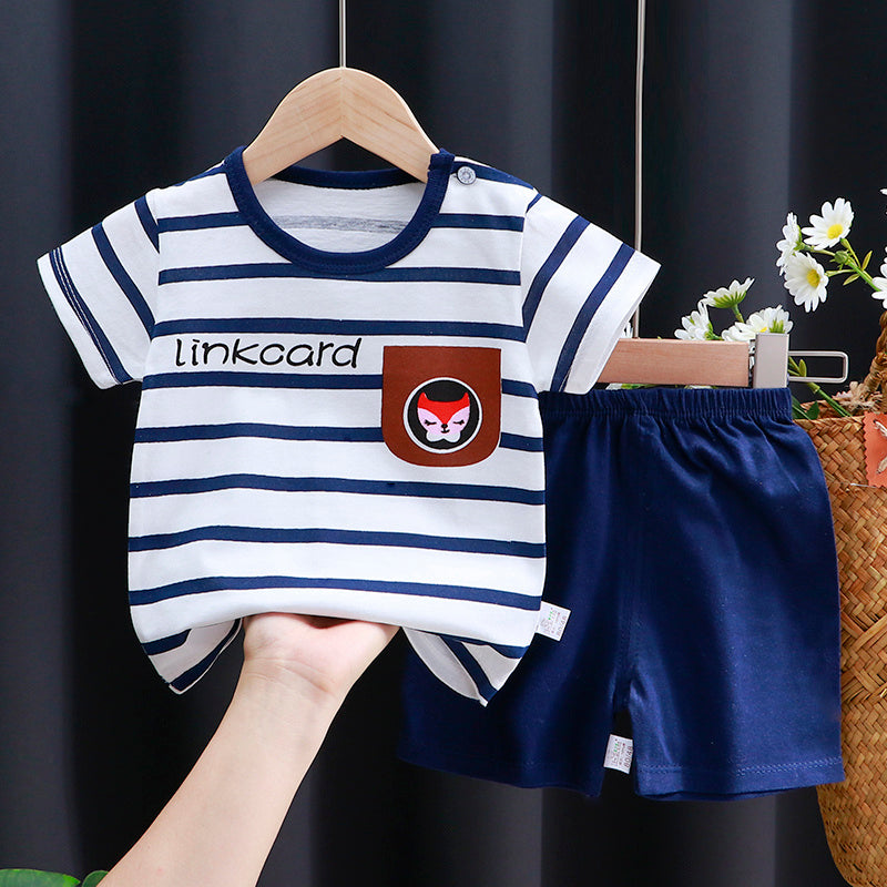 New Children's Short-sleeved Shorts Pure Cotton Suit