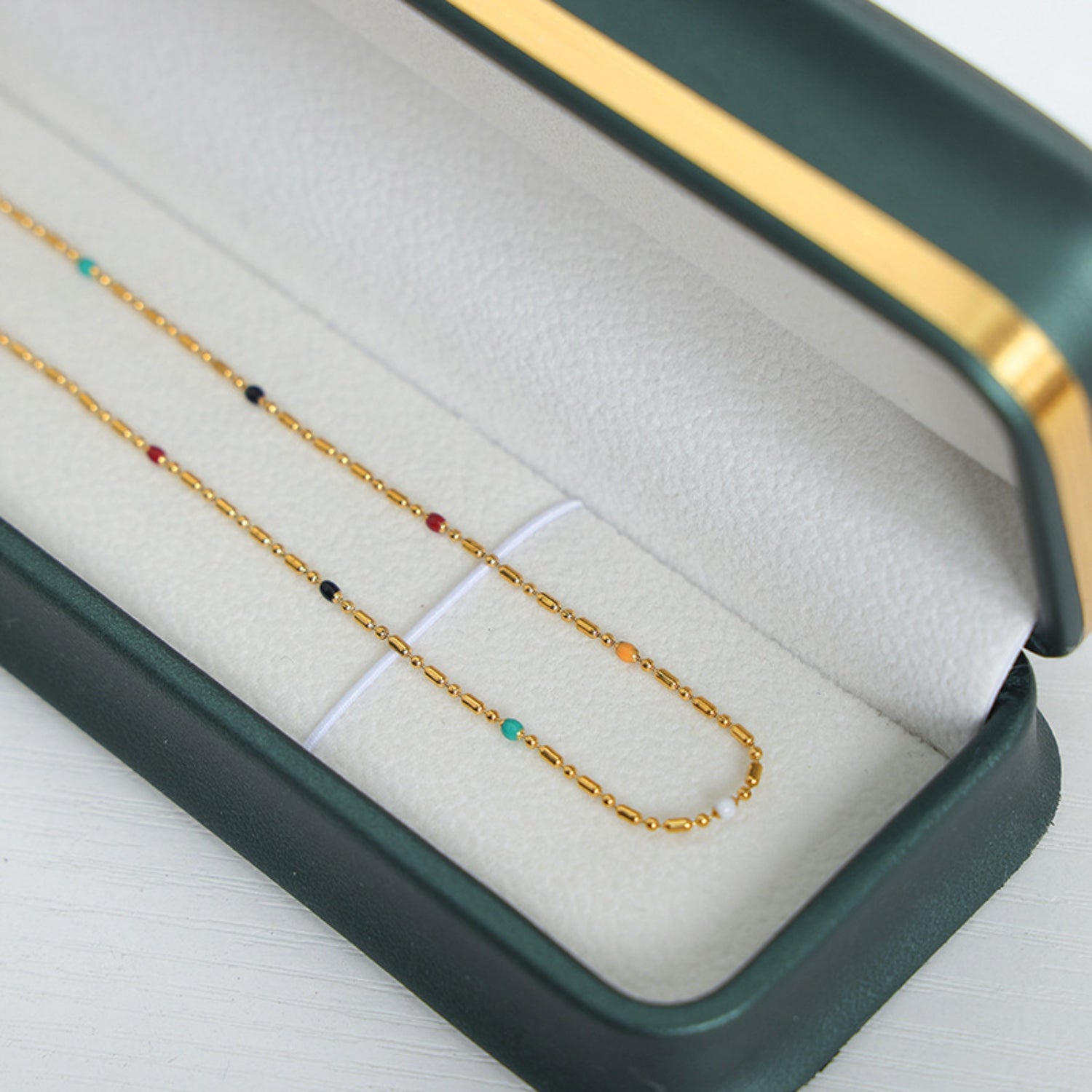 18K Gold-Plated Oil Drip Bead Necklace 