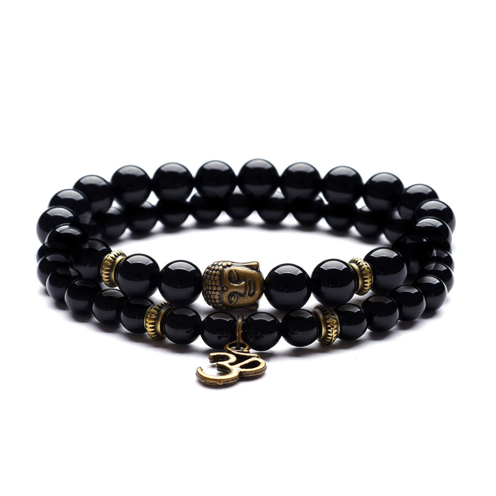 Male And Female Pictorial Stone Buddha Head Bracelet