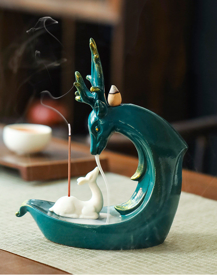 Incense Burner Ceramic Deer Inverted Ornaments