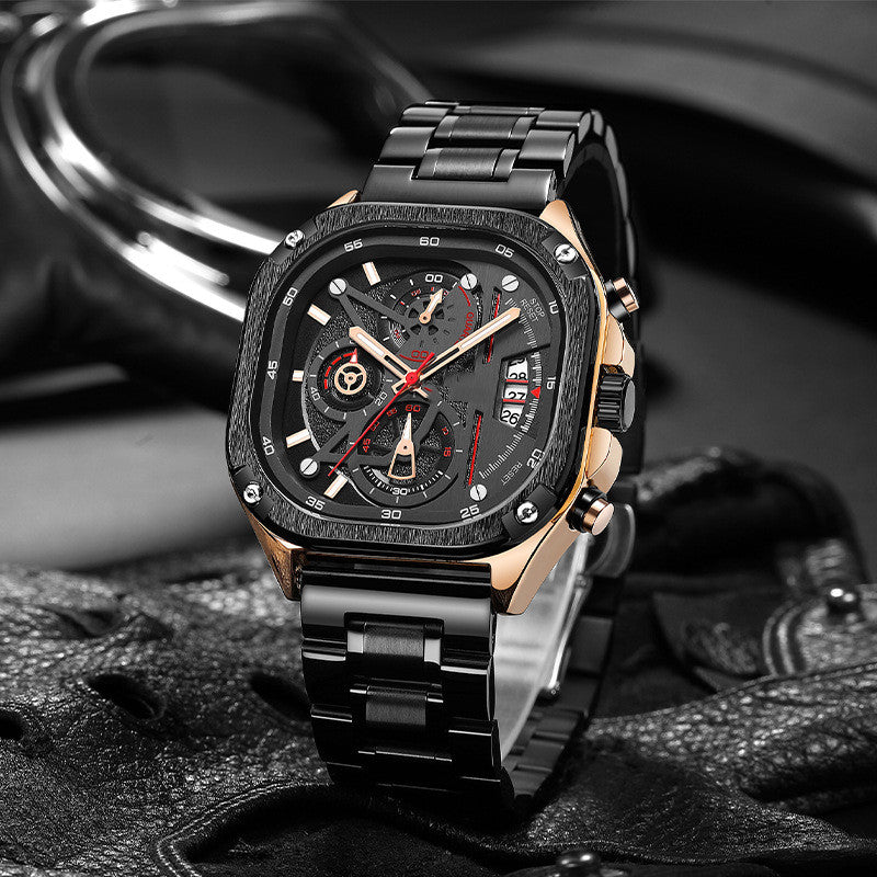 Fashion Square Watch Timing Luminous Calendar Men