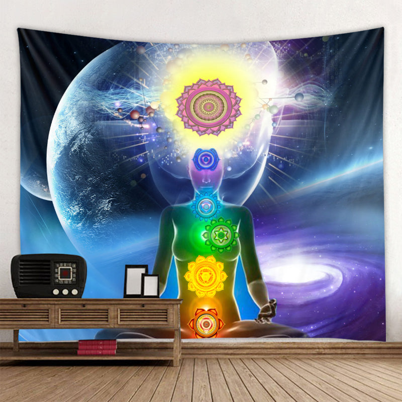 Boho Yoga Meditation Colorful Chakra Decorative Tapestry