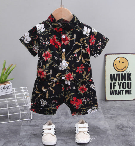 Short Sleeve Shorts Suit Beach Cartoon Full Print