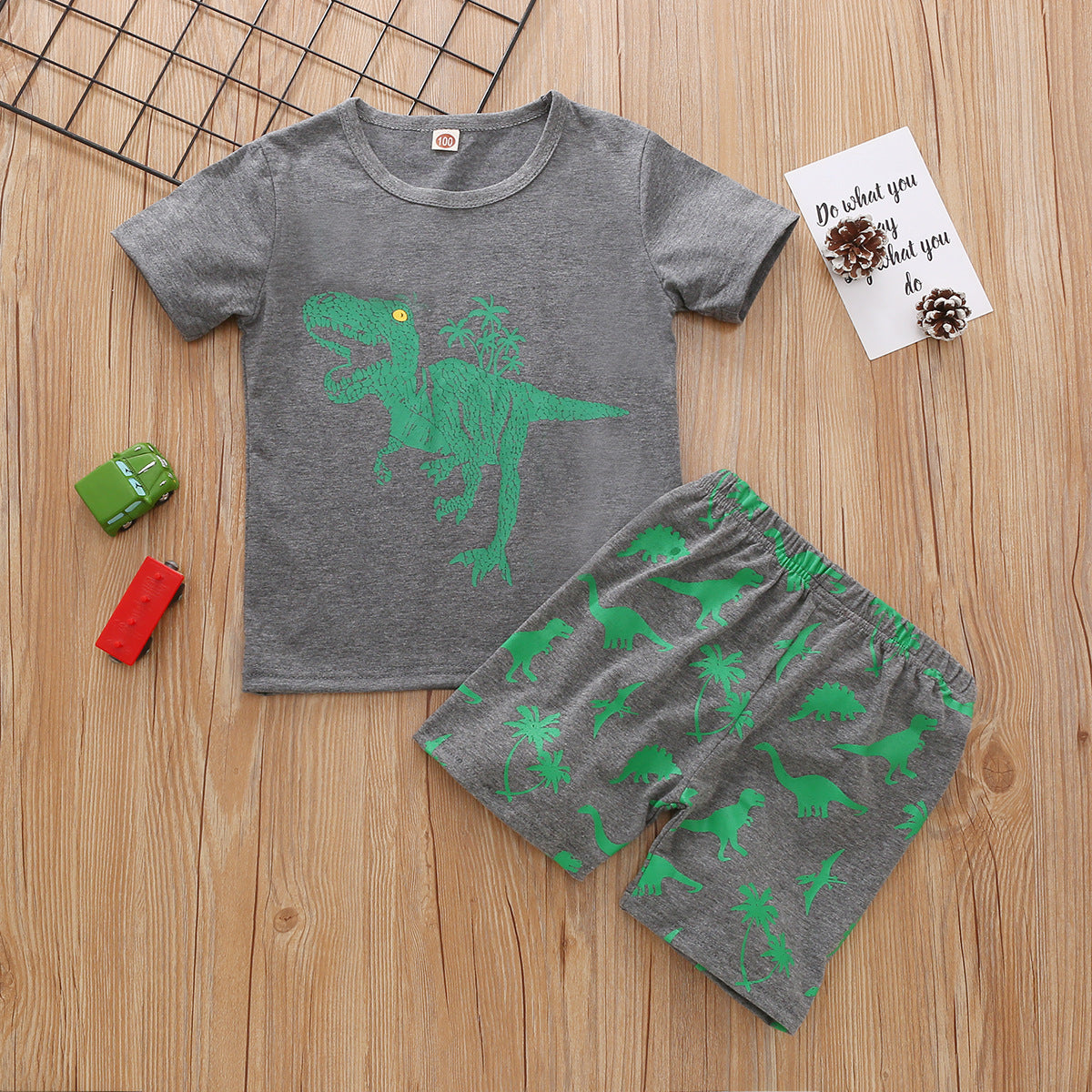 Children's Short-sleeved Pajamas Set Home Clothes Dinosaur Shorts