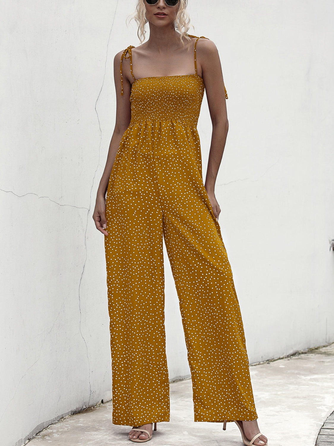 Square Neck Spaghetti Strap Jumpsuit 