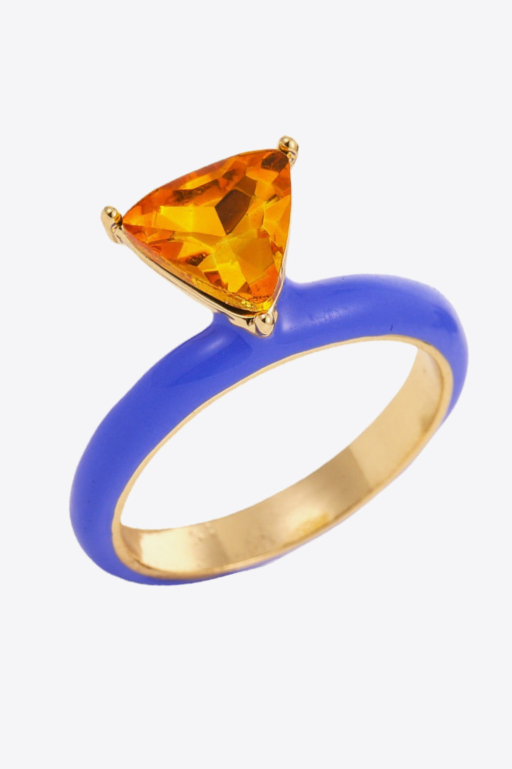 18K Gold Plated Triangle Glass Stone Ring 