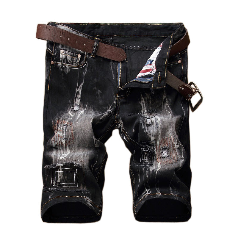 Fashion Men's Retro Stretch Ripped Denim Pants