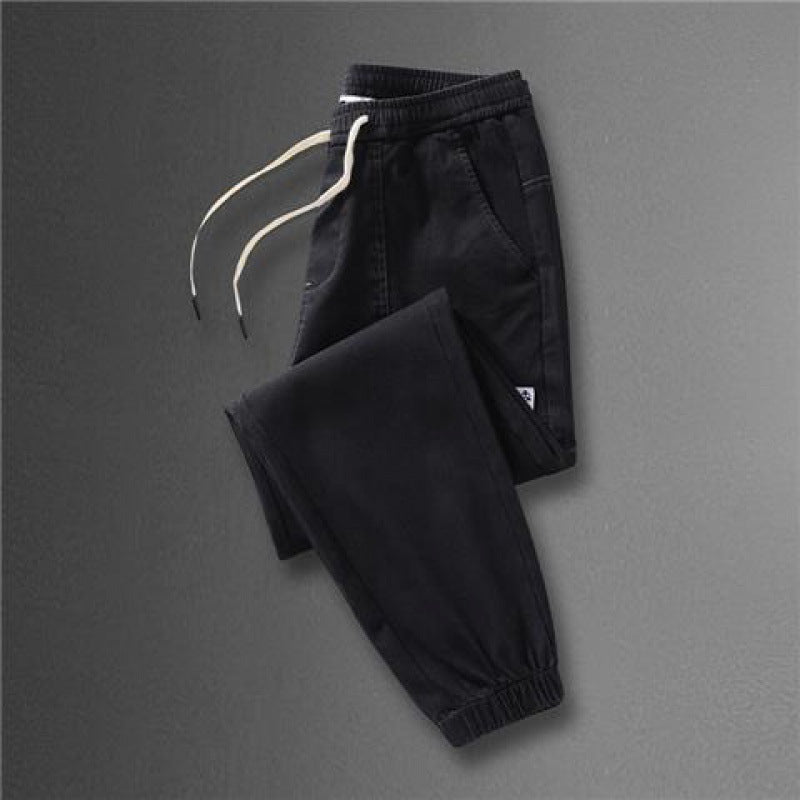 Spring And Autumn New Jeans Men's Stitching Ankle Banded Pants