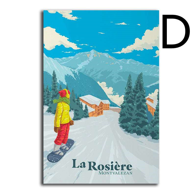 French Mountain Ski Resort Canvas Poster