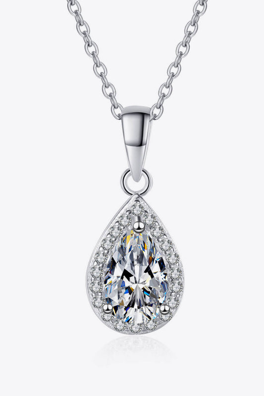 Moissanite Teardrop Pendant Necklace 