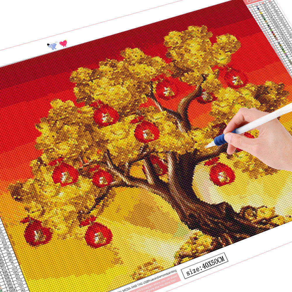 5D Diamond Painting Tree Full Square Round Embroidery Cross Stitch Landscape Mosaic