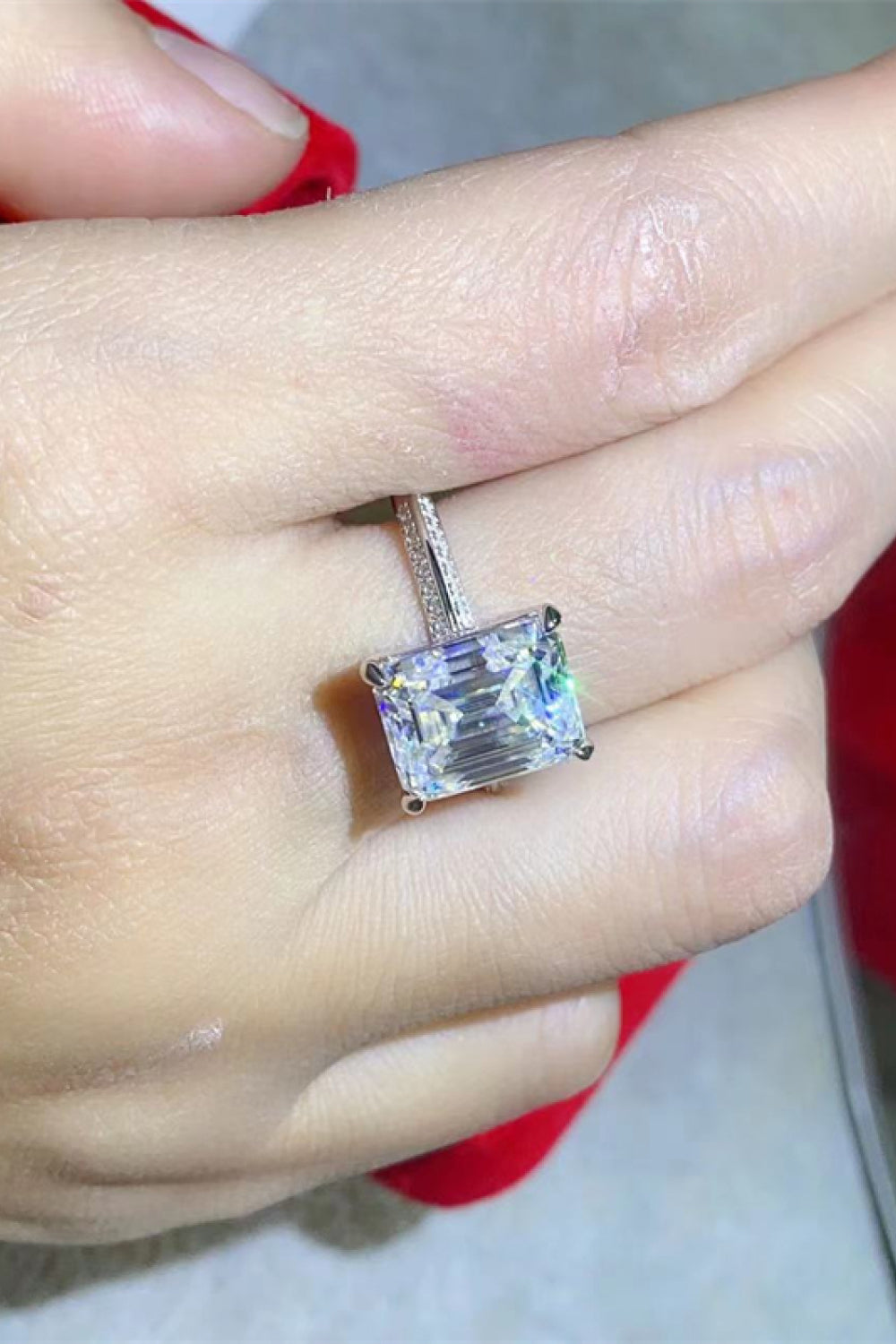 5 Carat Moissanite Platinum-Plated Ring 