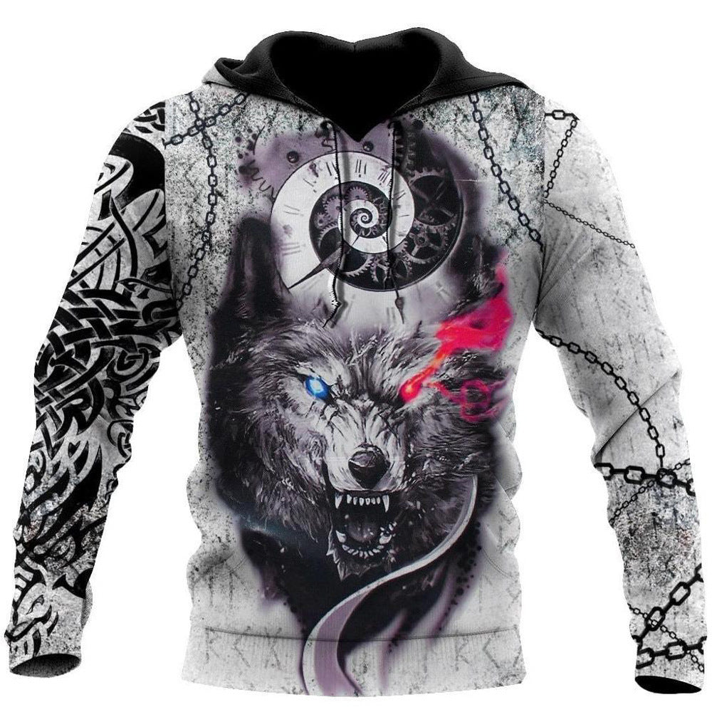 European And American Wolf 3D Printing Sweater Long Sleeve Autumn