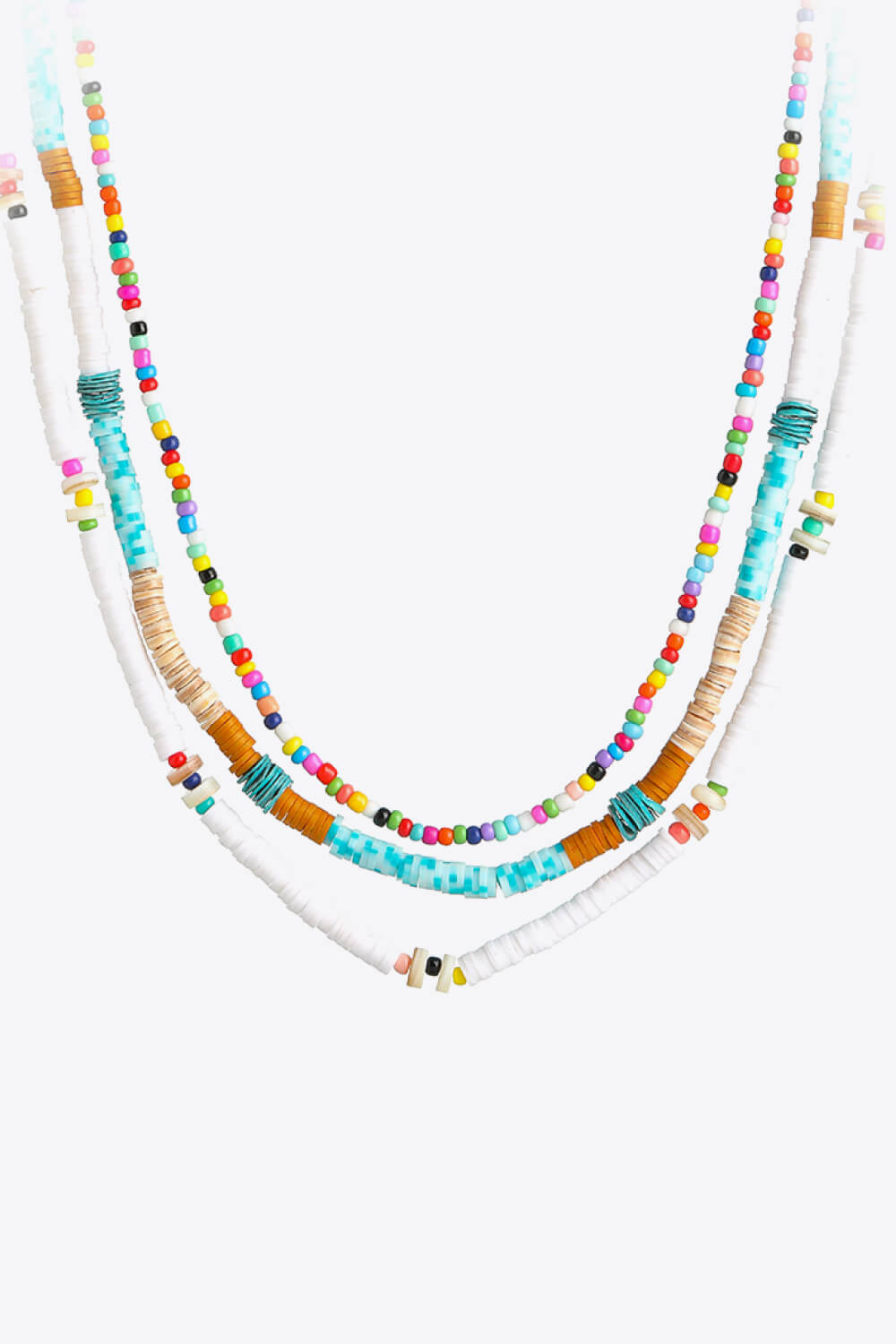 5-Pack Wholesale Multicolored Bead Necklace Three-Piece Set 