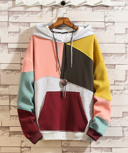 Fleece Casual Loose Color-blocking Pullover Top